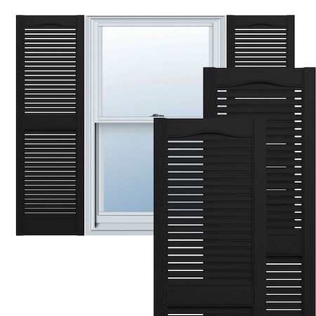 Mid-America Vinyl, Standard Size Cathedral Top Center Mullion, Open Louver Shutter, 11472002